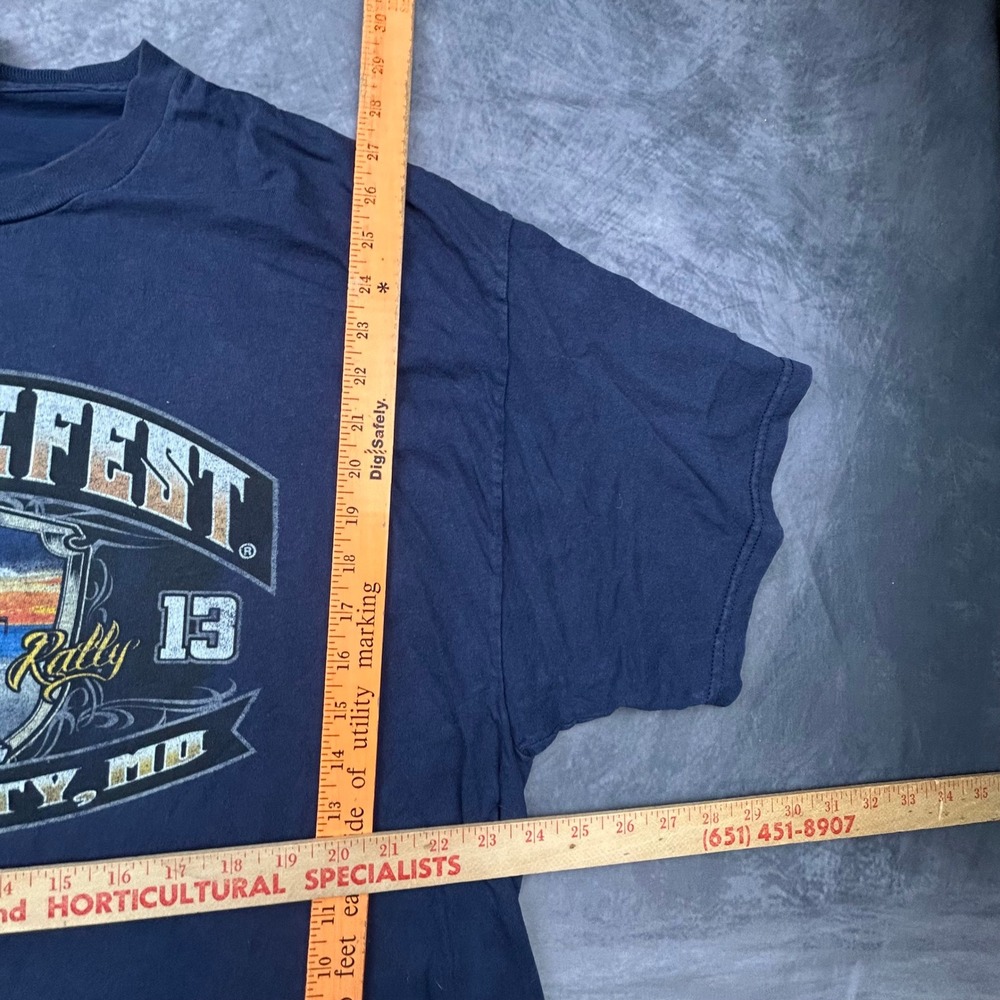 Vintage 2013 OC Bikefest Motorcycle Rally T-Shirt Mens 2XL Navy Blue Boxy Fit - Picture 5 of 7